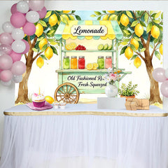 Lofaris Watercolor Lemonade Stand Photography Backdrop, Fresh Squeezed Summer Party Decor and Photo Booth Prop