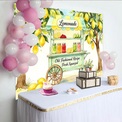 Lofaris Watercolor Lemonade Stand Photography Backdrop, Fresh Squeezed Summer Party Decor and Photo Booth Prop