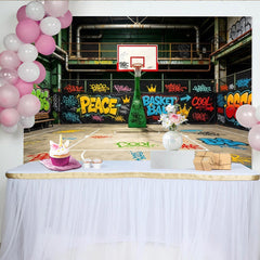 Lofaris Vibrant Urban Graffiti Basketball Backdrop for Sports Photography, Cool Street Art Style Photography Background for Studio Photoshoot.