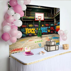 Lofaris Vibrant Urban Graffiti Basketball Backdrop for Sports Photography, Cool Street Art Style Photography Background for Studio Photoshoot.