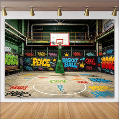Lofaris Vibrant Urban Graffiti Basketball Backdrop for Sports Photography, Cool Street Art Style Photography Background for Studio Photoshoot.