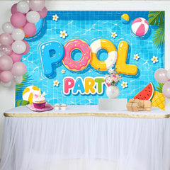 Lofaris Vibrant Pool Party Backdrop with Inflatable Letters, Fun Summer Photography Background for Kids and Adults