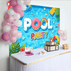 Lofaris Vibrant Summer Pool Party Photography Backdrop, Fun Photo Booth Background for Event Decor and Photoshoot