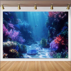 Lofaris Vibrant Underwater Coral Reef Photography Backdrop, Beautiful Ocean Theme Background for Studio Photoshoot