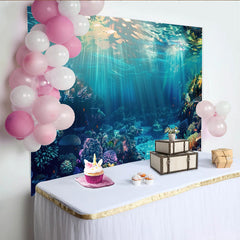 Lofaris Vibrant Underwater Coral Reef Photography Backdrop with Sunlight Rays, Deep Blue Ocean Background for Studio Photoshoot
