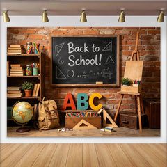 Lofaris Back to School Photography Backdrop with Blackboard and Books, Rustic Brick Wall Background for Studio Photoshoot