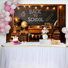 Lofaris Vintage Back To School Backdrop with Blackboard and Books, Educational Classroom Photography Background for Students