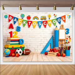 Lofaris Vibrant Back To School Backdrop with Books and ABC Letters, Bright Educational Background for Classroom Decor and Photoshoot