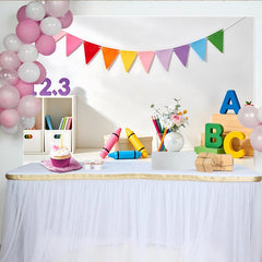 Lofaris Colorful Educational Photography Backdrop with ABC Blocks and Crayons, Vibrant Classroom Background for Kids' Photoshoots
