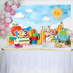 Lofaris Vibrant Back To School Backdrop with Books and Pencils, Educational Photography Background for Classroom Decor
