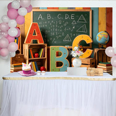 Lofaris Back to School Classroom Photography Backdrop with Chalkboard and Alphabet Letters, Educational Studio Background for Kids and Teachers