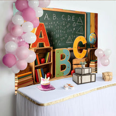 Lofaris Back to School Classroom Photography Backdrop with Chalkboard and Alphabet Letters, Educational Studio Background for Kids and Teachers