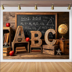 Lofaris Rustic Classroom Photography Backdrop with Blackboard and ABC Letters, Vintage School Background for Back to School Photoshoot