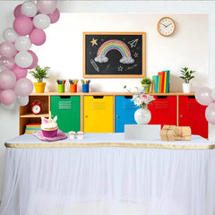 Lofaris Colorful Classroom Photography Backdrop with Rainbow Blackboard, Vibrant School Studio Background for Kids Portraits