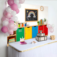 Lofaris Colorful Classroom Photography Backdrop with Rainbow Blackboard, Vibrant School Studio Background for Kids Portraits