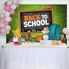 Lofaris Vibrant Back To School Backdrop with Blackboard and School Supplies, Colorful Classroom Background for First Day Party Decor