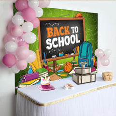 Lofaris Vibrant Back To School Backdrop with Blackboard and School Supplies, Colorful Classroom Background for First Day Party Decor