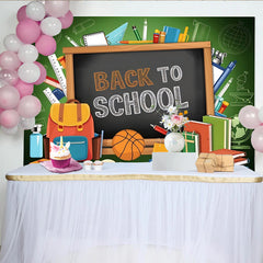 Lofaris Back To School Photography Backdrop with Blackboard and Supplies, Colorful Classroom Background for Student Photoshoot