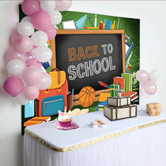 Lofaris Back To School Photography Backdrop with Blackboard and Supplies, Colorful Classroom Background for Student Photoshoot