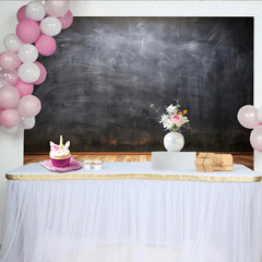 Lofaris Dark Chalkboard Wall Photography Backdrop, Rustic Wood Floor Studio Background for Portraits and Events