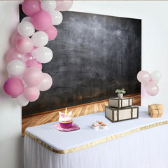 Lofaris Dark Chalkboard Wall Photography Backdrop, Rustic Wood Floor Studio Background for Portraits and Events