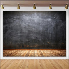 Lofaris Dark Chalkboard Wall Photography Backdrop, Rustic Wood Floor Studio Background for Portraits and Events