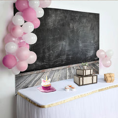 Lofaris Distressed Black Chalkboard Photography Backdrop with Wooden Floor, Rustic Studio Background for Portrait and Product Photoshoot