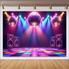 Lofaris Vibrant Disco Party Photography Backdrop with Colorful Lights, Dynamic Event Decor for Music Themed Photoshoot and Party