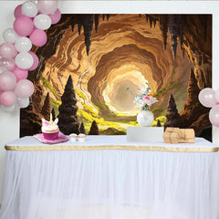 Lofaris Illuminated Cave Photography Backdrop with Stalactites, Natural Scenery Background for Studio Photoshoot