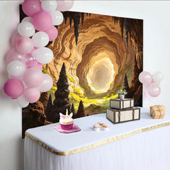 Lofaris Illuminated Cave Photography Backdrop with Stalactites, Natural Scenery Background for Studio Photoshoot