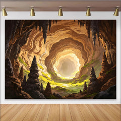 Lofaris Illuminated Cave Photography Backdrop with Stalactites, Natural Scenery Background for Studio Photoshoot