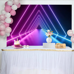 Lofaris Vibrant Abstract Neon Photography Backdrop with Geometric Triangles, Futuristic Studio Background for Creative Photoshoot