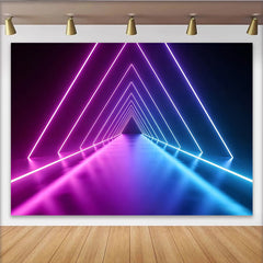 Lofaris Vibrant Abstract Neon Photography Backdrop with Geometric Triangles, Futuristic Studio Background for Creative Photoshoot