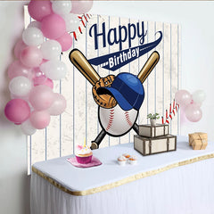 Lofaris Dynamic Baseball Sports Birthday Backdrop with Bats, Glove and Cap, Pinstripe Background for Boys Party Decoration