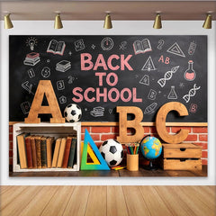 Lofaris Chalkboard Back To School Backdrop with Wooden Letters and Books, Educational Studio Background for Student Photoshoots