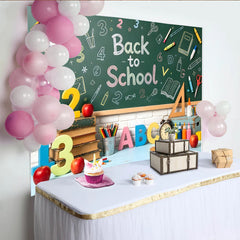 Lofaris Back to School Chalkboard Backdrop with Books and Apples, Vibrant Educational Photo Background for Classroom and Studio