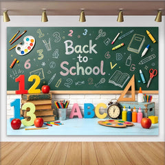 Lofaris Back to School Chalkboard Backdrop with Books and Apples, Vibrant Educational Photo Background for Classroom and Studio