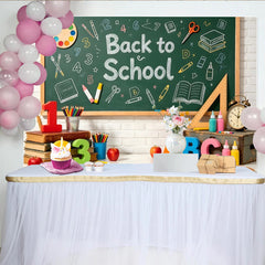 Lofaris Green Chalkboard Back to School Backdrop with Books and Apples, Classroom Photography Background for Students