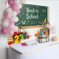 Lofaris Green Chalkboard Back to School Backdrop with Books and Apples, Classroom Photography Background for Students