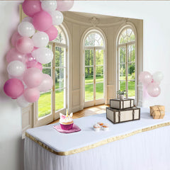 Lofaris French Window Photography Backdrop with Natural Light and Green Garden, Luxurious Interior Background for Studio Photoshoot