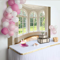 Lofaris Elegant Room Window Photography Backdrop, Arched Design and Natural Light, Luxurious Interior for Studio Photoshoot and Portrait