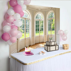 Lofaris Elegant French Window Photography Backdrop with Natural Green View, Luxurious Room Interior Background for Studio Portrait