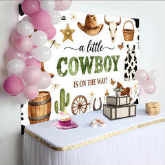 Lofaris Western Cowboy Baby Shower Backdrop for Boy with Boots and Hat, Rustic Farm Animal Theme Photo Background for Party Decor