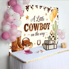 Lofaris Western Cowboy Baby Shower Backdrop with Boots, Hat, and Bull Skull, Rustic Farmhouse Background for Little Boy Party Decor