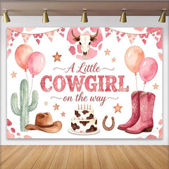 Lofaris Pink Cowgirl Baby Shower Backdrop, Western Theme Decor with Boots and Cactus for Girl Party Background