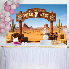 Lofaris Wild West Photography Backdrop with Desert Landscape, Rustic Cowboy Studio Background for Party Decor