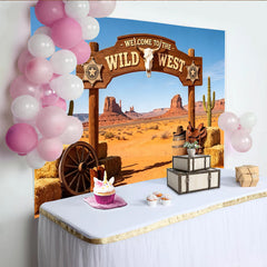 Lofaris Wild West Photography Backdrop with Desert Landscape, Rustic Cowboy Studio Background for Party Decor