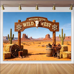 Lofaris Wild West Photography Backdrop with Desert Landscape, Rustic Cowboy Studio Background for Party Decor