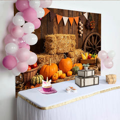 Lofaris Rustic Wooden Barn Thanksgiving Harvest Backdrop, Autumn Fall Photography Background for Party Decoration