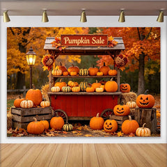 Lofaris Autumn Pumpkin Patch Backdrop with Jack-O-Lanterns, Farm Stand Photography Background for Halloween Party Decor